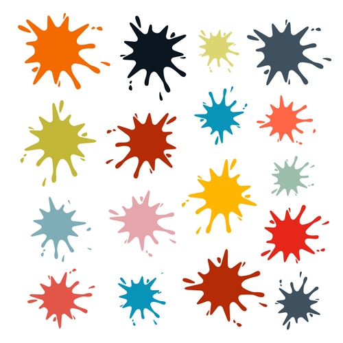 Colorful blot spatter vector design set 16