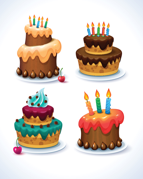 Delicious birthday cake creative vector 02