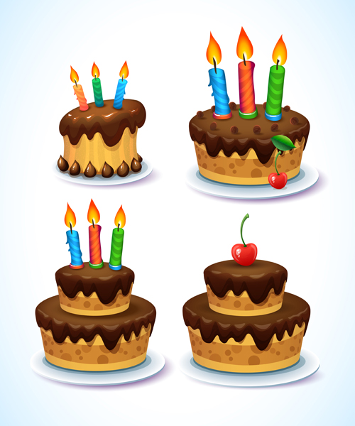 Delicious birthday cake creative vector 03