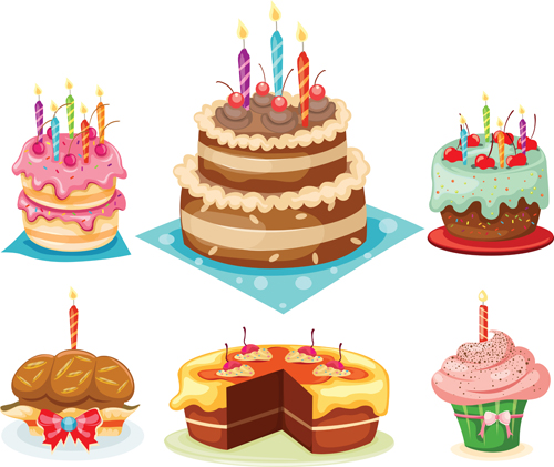 Delicious birthday cake creative vector 05