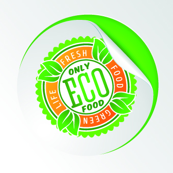 Eco food labels vector set 01