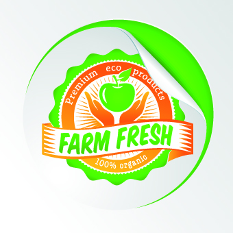 Eco food labels vector set 05