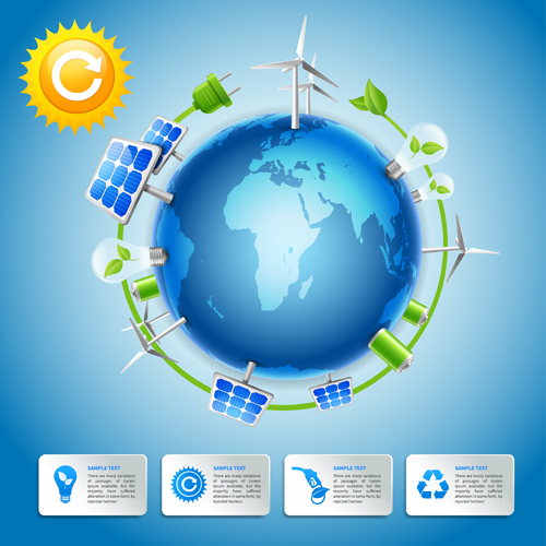Ecology with environmental elements vector background