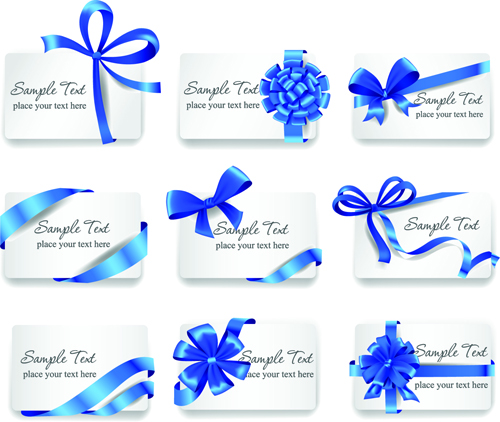 ribbon bow gift cards vector set 08 Exquisite ribbon bow gift cards vector set 08