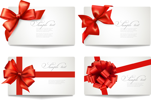 ribbon bow gift cards vector set 13 Exquisite ribbon bow gift cards vector set 13