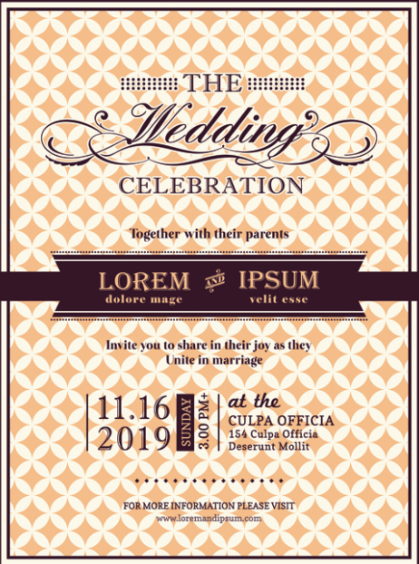 ctor wedding invitation cards set 01 Exquisite vector wedding invitation cards set 01