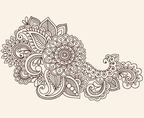 Set of Pretty Floral Ornaments design vector 04