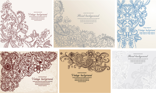 Set of Pretty Floral Ornaments design vector 06