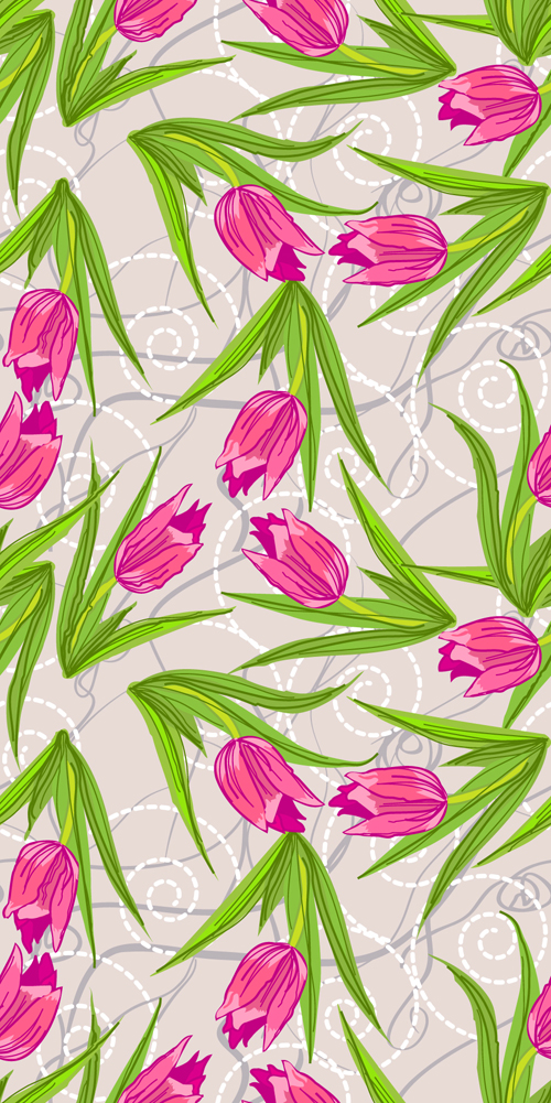 Set of different Flower Pattern elements vector 05
