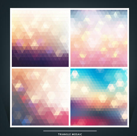 Geometric shapes mosaic background vector set 19