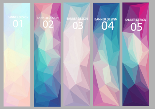 Geometric shapes numbered banners vector material 01