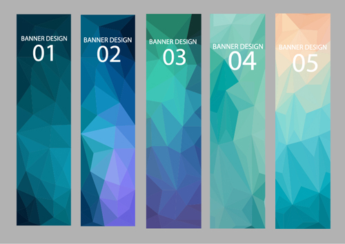 Geometric shapes numbered banners vector material 02