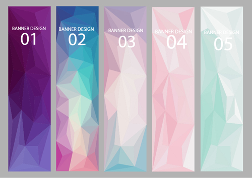 Geometric shapes numbered banners vector material 05
