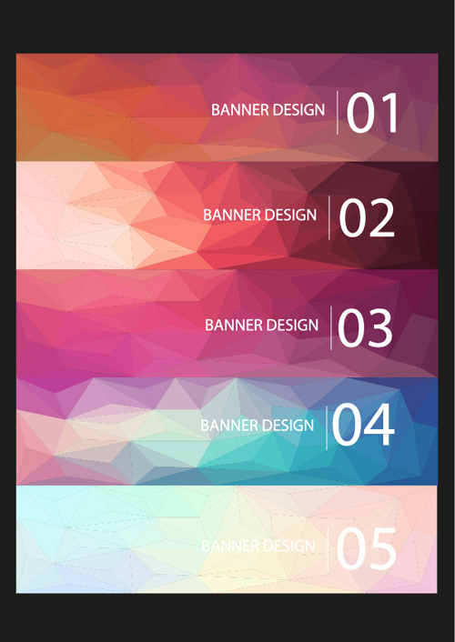 Geometric shapes numbered banners vector material 07