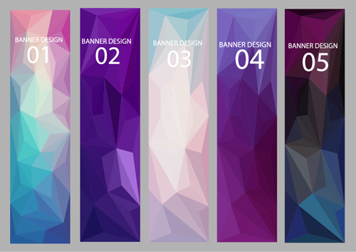 Geometric shapes numbered banners vector material 08