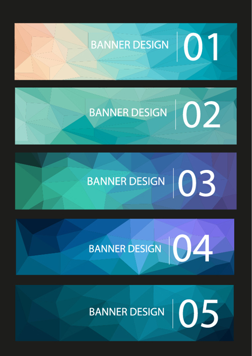 numbered geometric shapes banners 