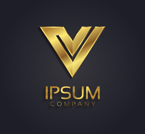Golden company logos vectors material 03
