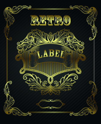 Golden patterns frame vintage background 01
