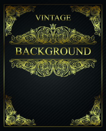 Golden patterns frame vintage background 02