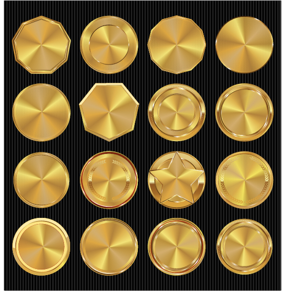 Golden textured badge vector material 03