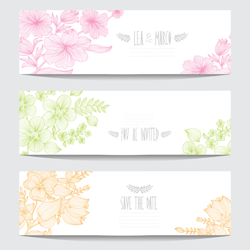 hand drawn floral banners 