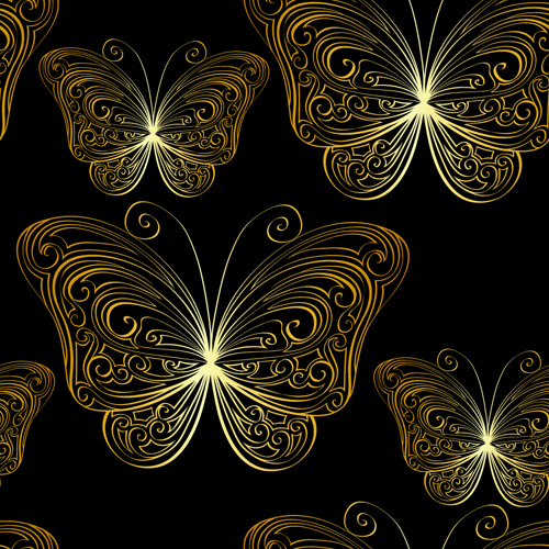 Hand drawn golden Butterfly vector