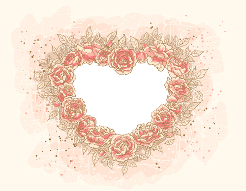 Set of Heart frame vector material 04