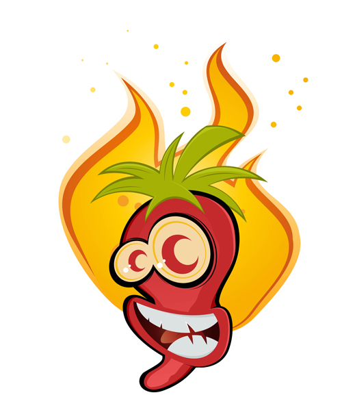Hot chili peppers funny cartoon vectors 05
