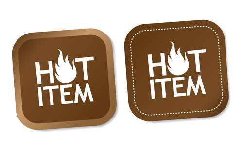 Hot item square labels vector Hot item square labels vector