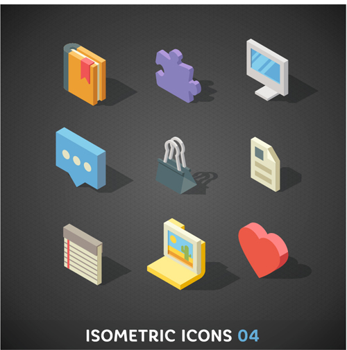 Isometric icons flat vector design 01