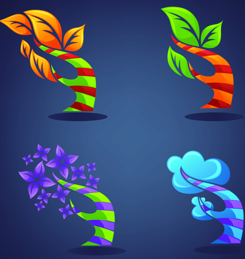 Crystal texture Leaf logo vector 02