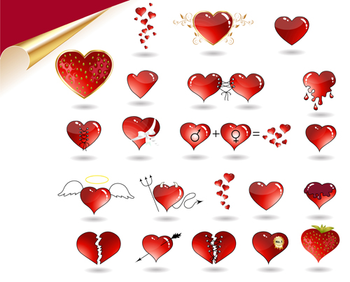 Set of Love theme icon mix vector 02