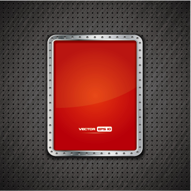 Metal frame and metal background vector graphics 01