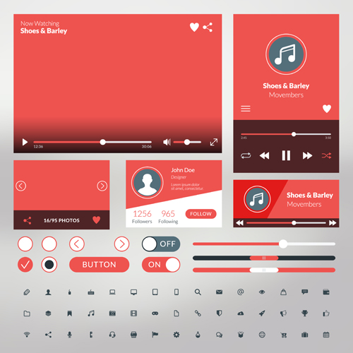 Mobile flat UI kit vector design 02 Mobile flat UI kit vector design 02
