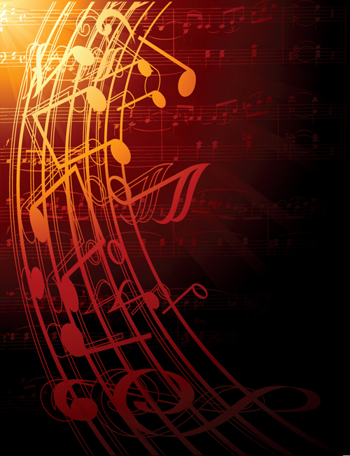 Music note and sheet music background vector