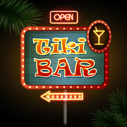 Neon advertising sign vectors material 18