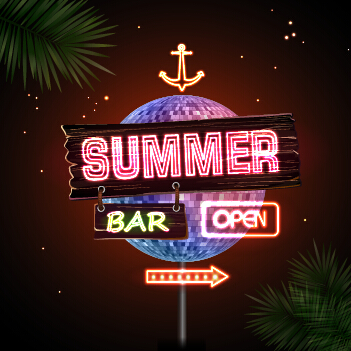 Neon advertising sign vectors material 20