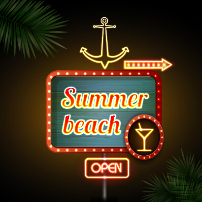 Neon advertising sign vectors material 21