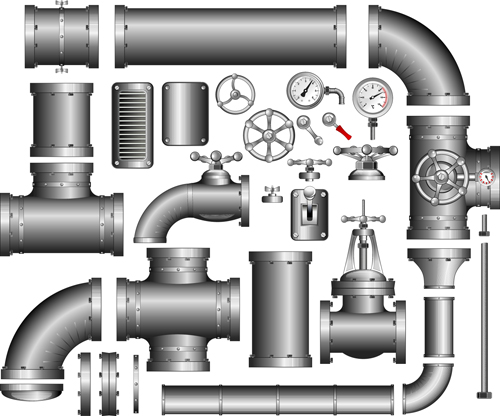 Set of Pipeline Parts vector 01