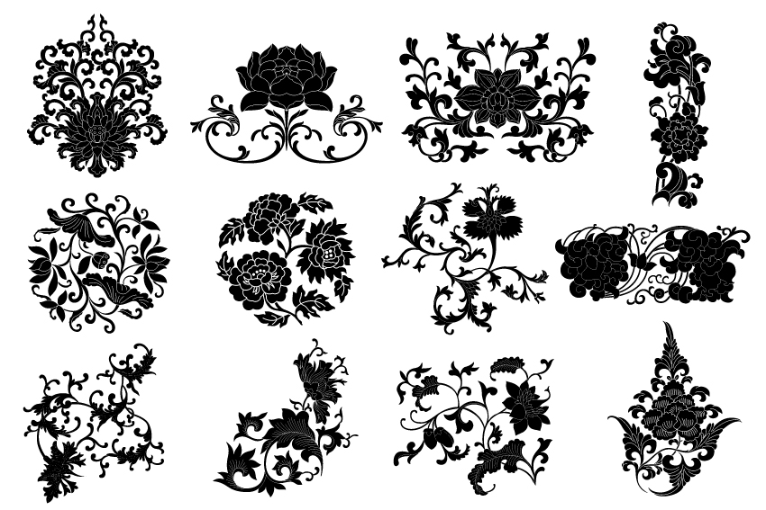 Plant flourish decorative elements vector 02