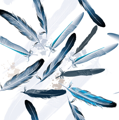 Realistic feathers vector seamless pattern 01