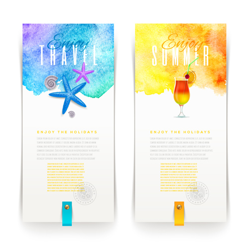 Refreshing summer tropical vector banners 02