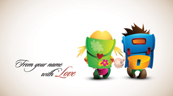 Romantic cartoon characters design vector 01
