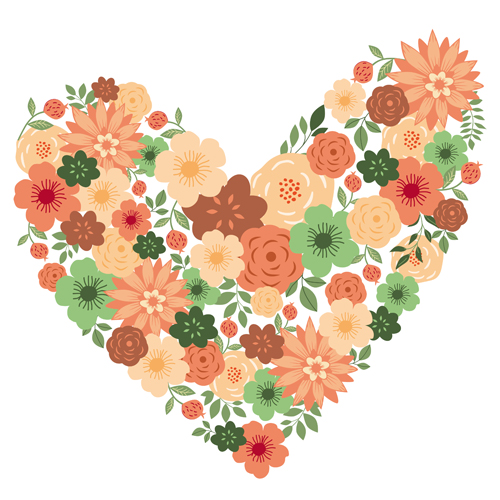 Romantic love ornaments elements set vector 01
