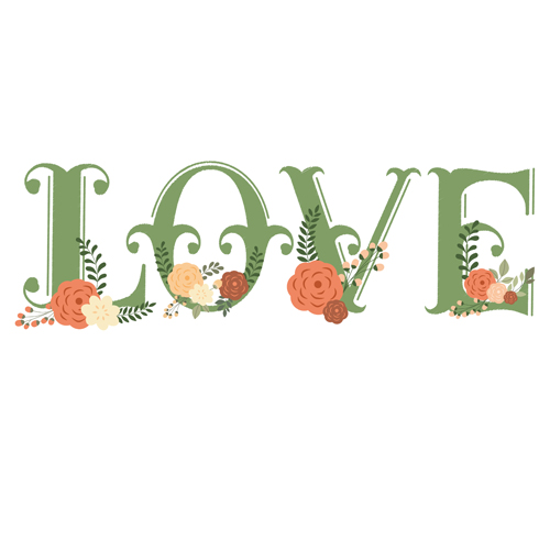 Romantic love ornaments elements set vector 12