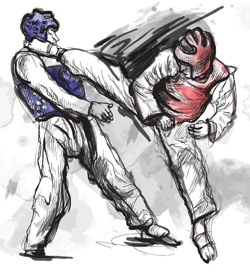 watercolor Taekwondo hand 