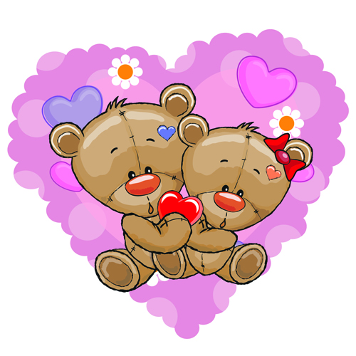 teddy bear red heart cards 