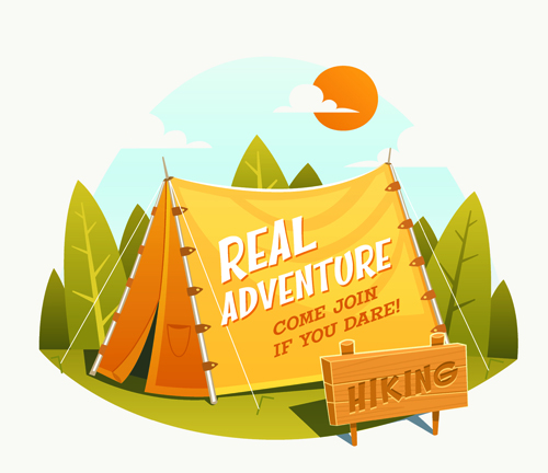 Traveling with adventures vintage vector background 04