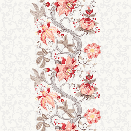 Vine flower with floral background vector 03