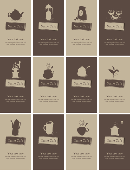 Vintage coffee business cards vector 01
